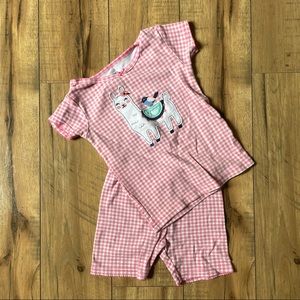 Carters pink gingham llama matching set